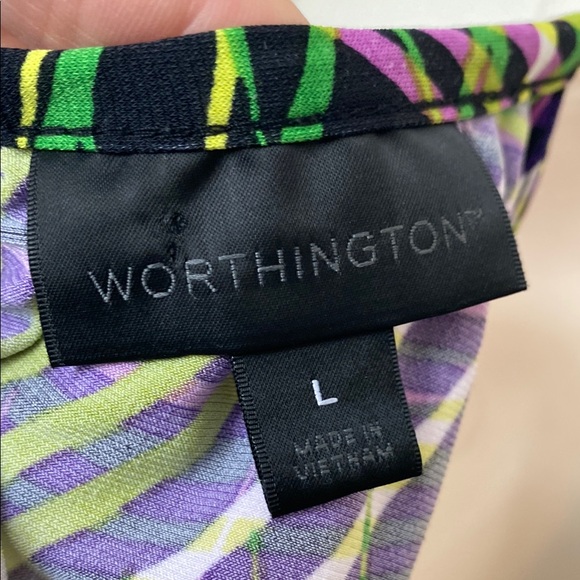 Worthington Women's Multicolor Abstract Sleeveless Top - Picture 7 of 8